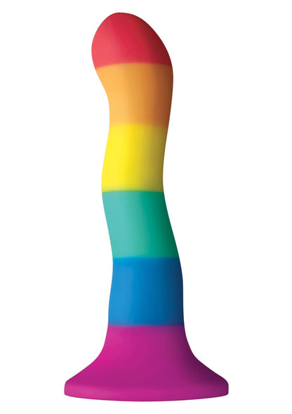 2-Tęczowe silikonowe dildo z mocną przyssawką 15 cm-2