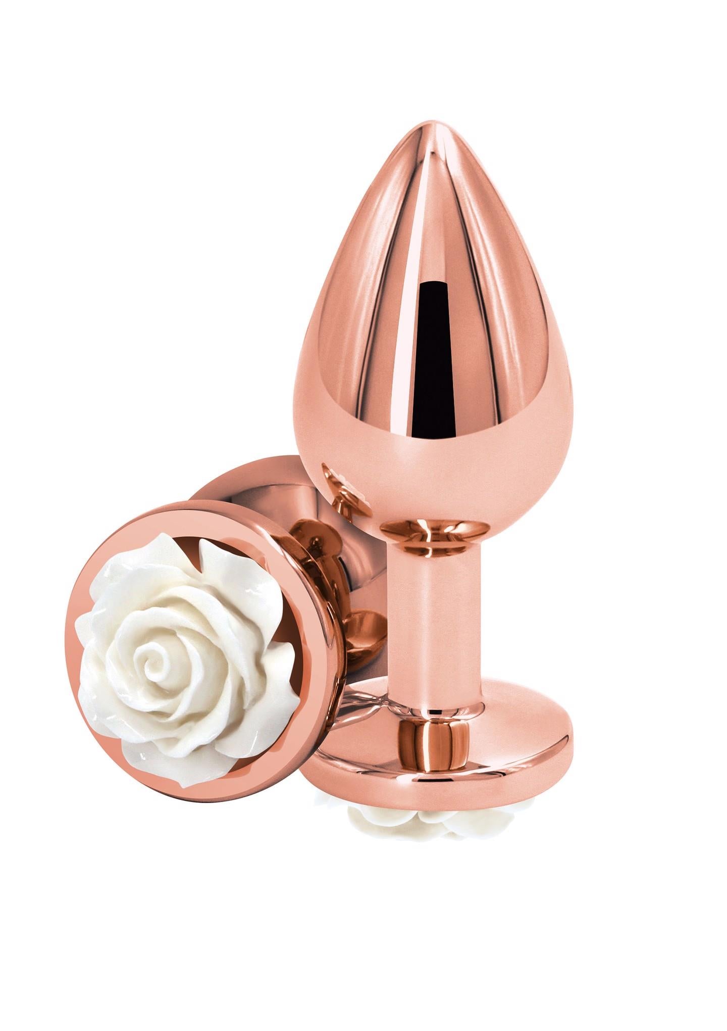1-Rose Buttplug Medium White-1