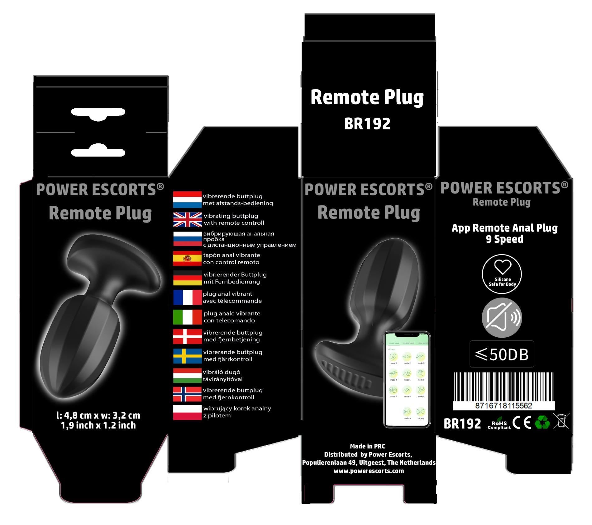 8-Power Escorts - BR192 - Remote Vibrating Plug - App Controled - Silicone-8
