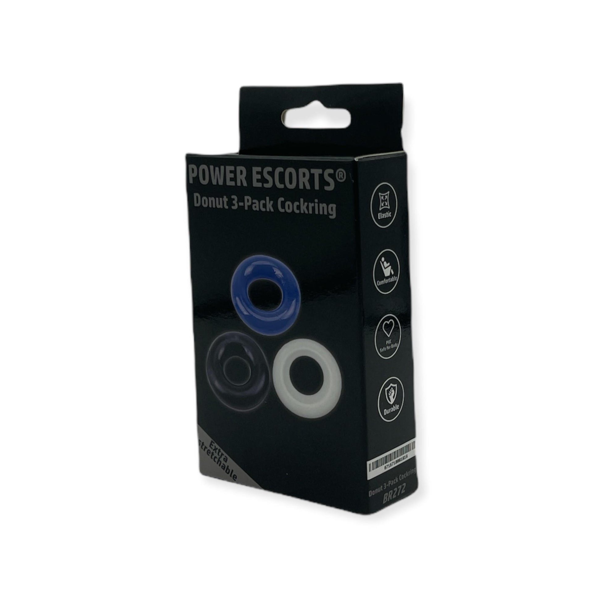 5-Ring-Donut Cockring 3 Pack-3 colors blue/clear/black-5