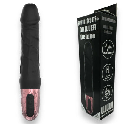 2-Power Escorts - Driller De Luxe Black - 21 Cm / 8.2 Inch Fat Silicone Realistic Vibrator-2