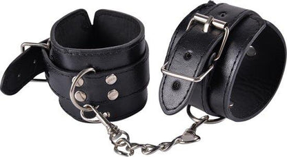 1-Kajdanki czarne skórzane z łańcuszkiem bdsm sex-1
