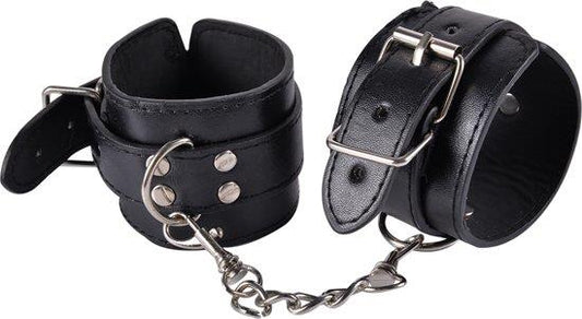 1-Kajdanki czarne skórzane z łańcuszkiem bdsm sex-1