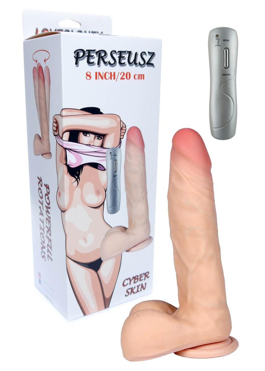 1-Dildo penis z rotacją i przyssawką jądrami 23cm-1