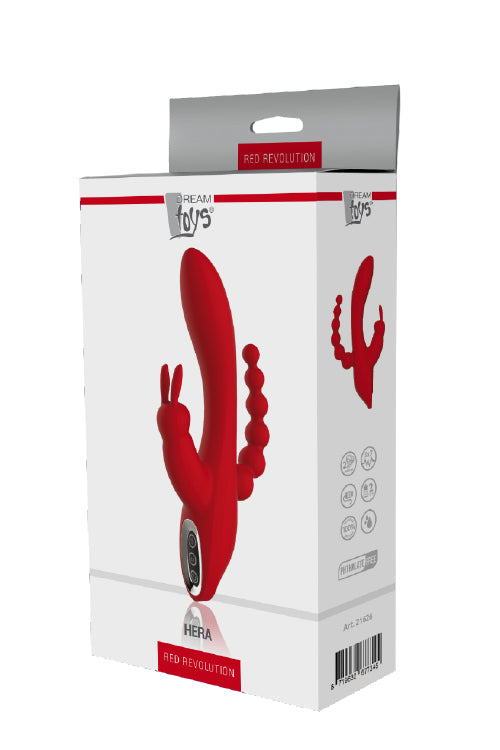 3-Wibrator króliczek waginalny analny potrójny 21cm-3