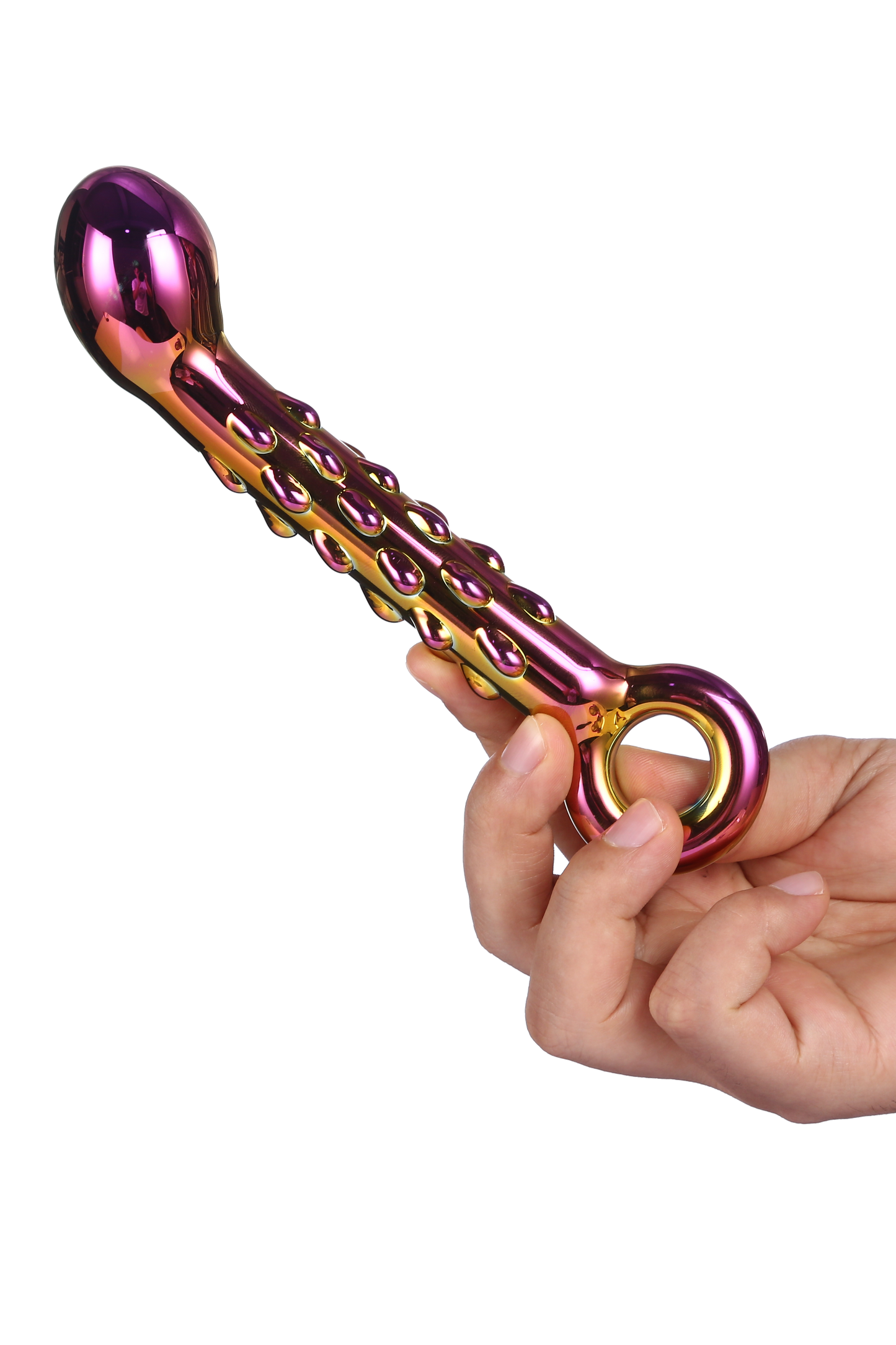 8-GLAMOUR GLASS RIBBED G-SPOT DILDO-8