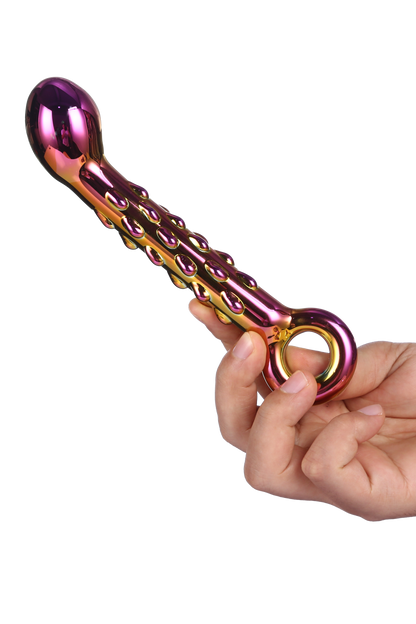 8-GLAMOUR GLASS RIBBED G-SPOT DILDO-8
