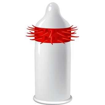 3-Prezerwatywy z fakturą wypustkami egzo hot red-3