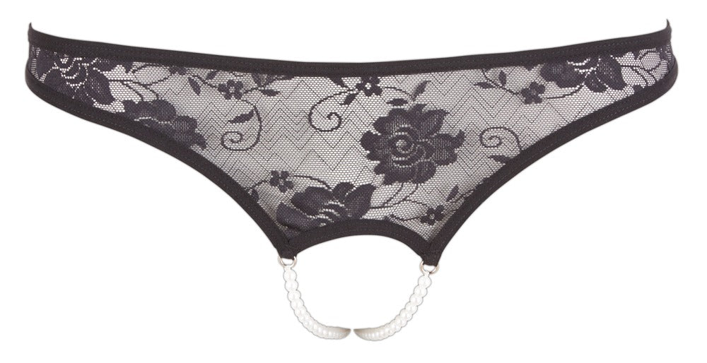 10-Lace String Pearls black L-10