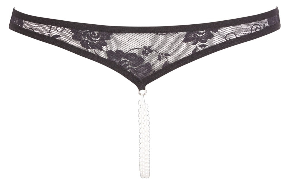 14-Lace String Pearls black L-14
