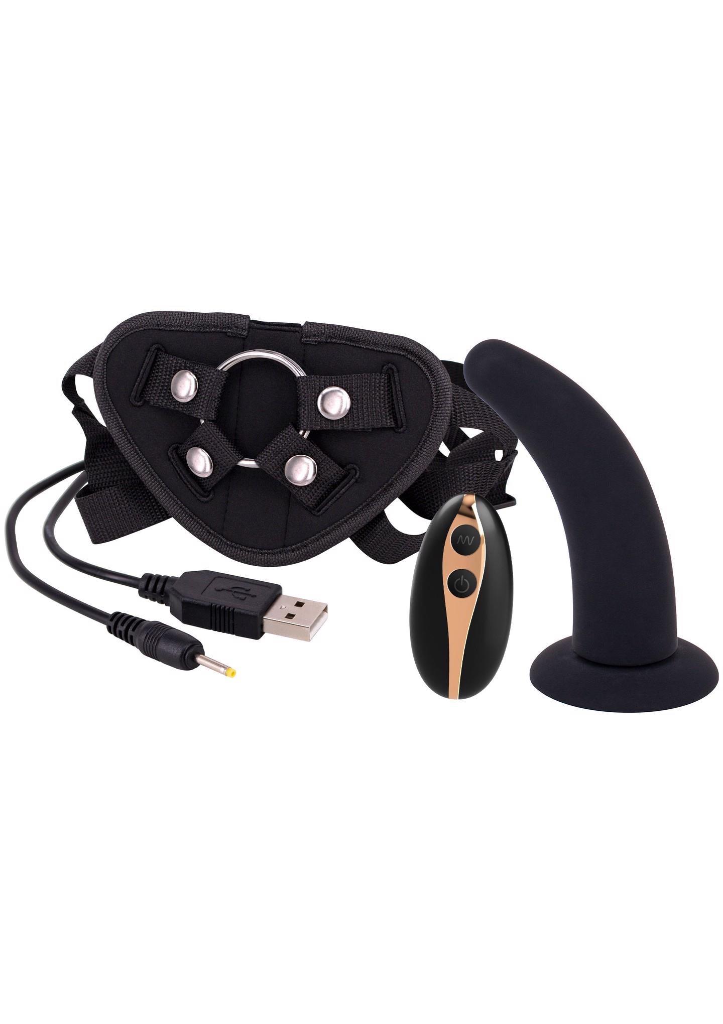 1-Strap-on regulowane paski wibrujące czarne dildo-1