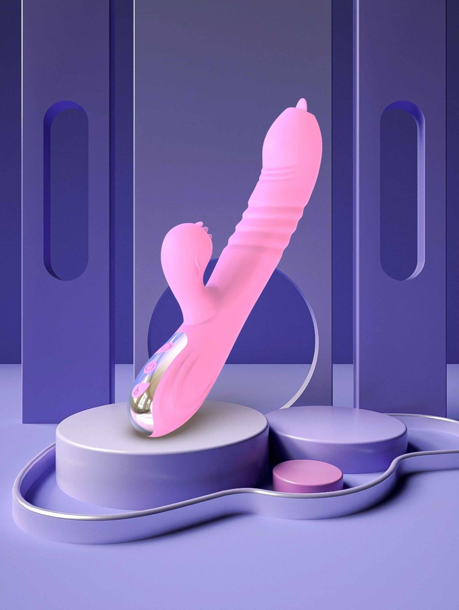 15-Wibrator damski grzejący posuwisty maszyna orgazmowa z językiem-15