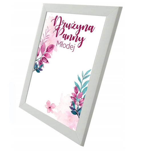 1-Pamiątkowy brązowy plakat "Buziaki na pożegnanie Panny Młodej" w ramce.-1
