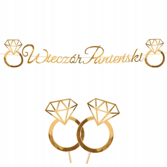 1-Zestaw złotych dekoracji na Wieczór Panieński-1