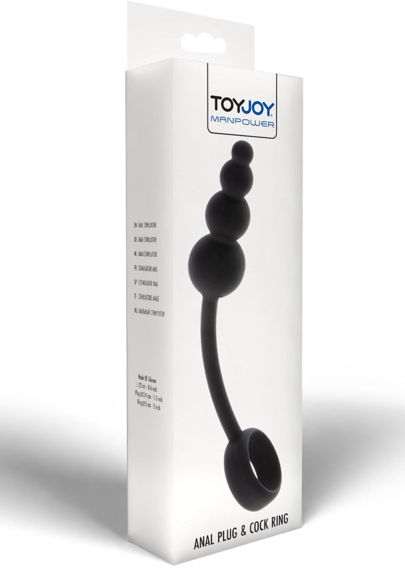 2-Anal Snake Plug & Penis Ring Black-2