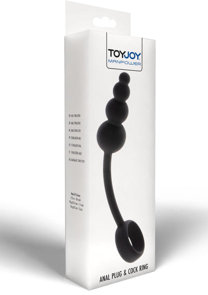 2-Anal Snake Plug & Penis Ring Black-2