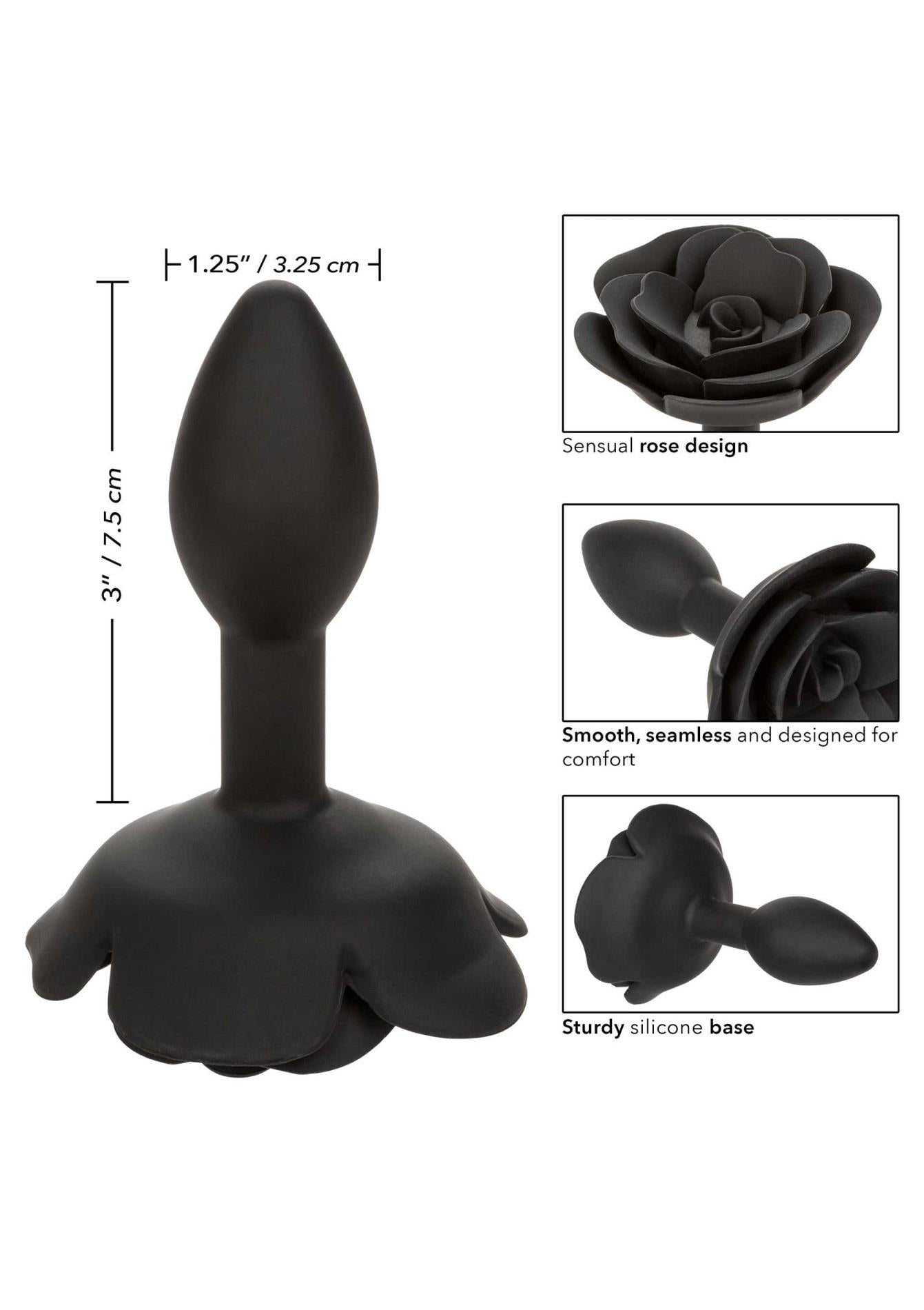 7-Small Rose Anal Plug Black-7