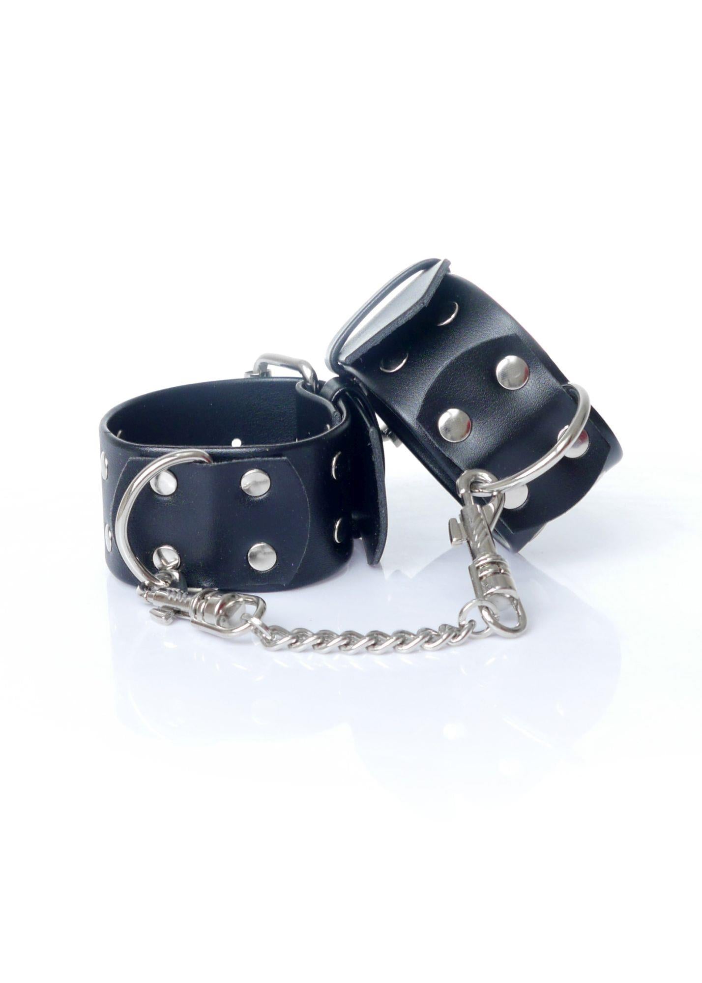 1-Kajdanki skórzane z łańcuchami regulowane bdsm sex-1