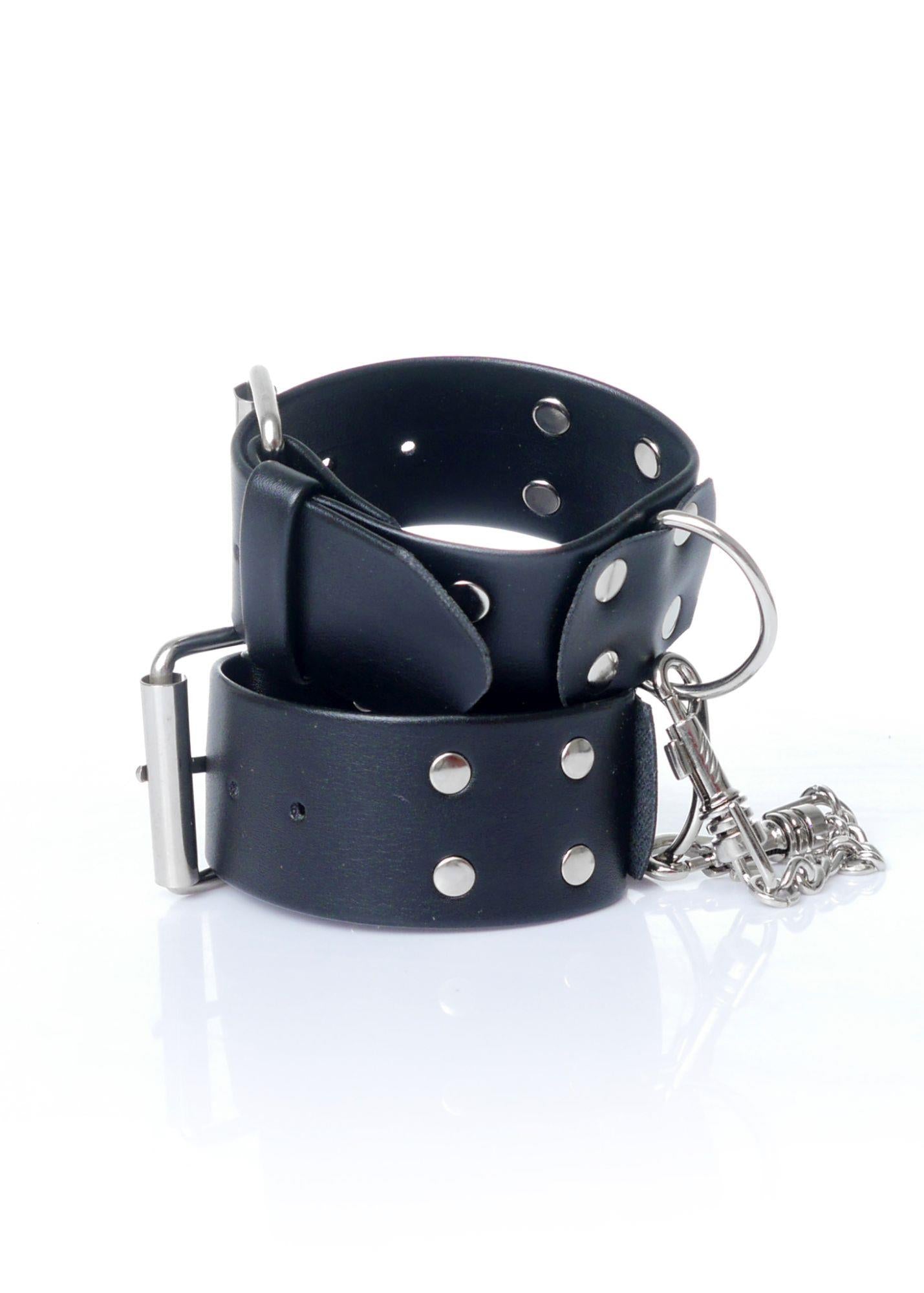 2-Kajdanki skórzane z łańcuchami regulowane bdsm sex-2
