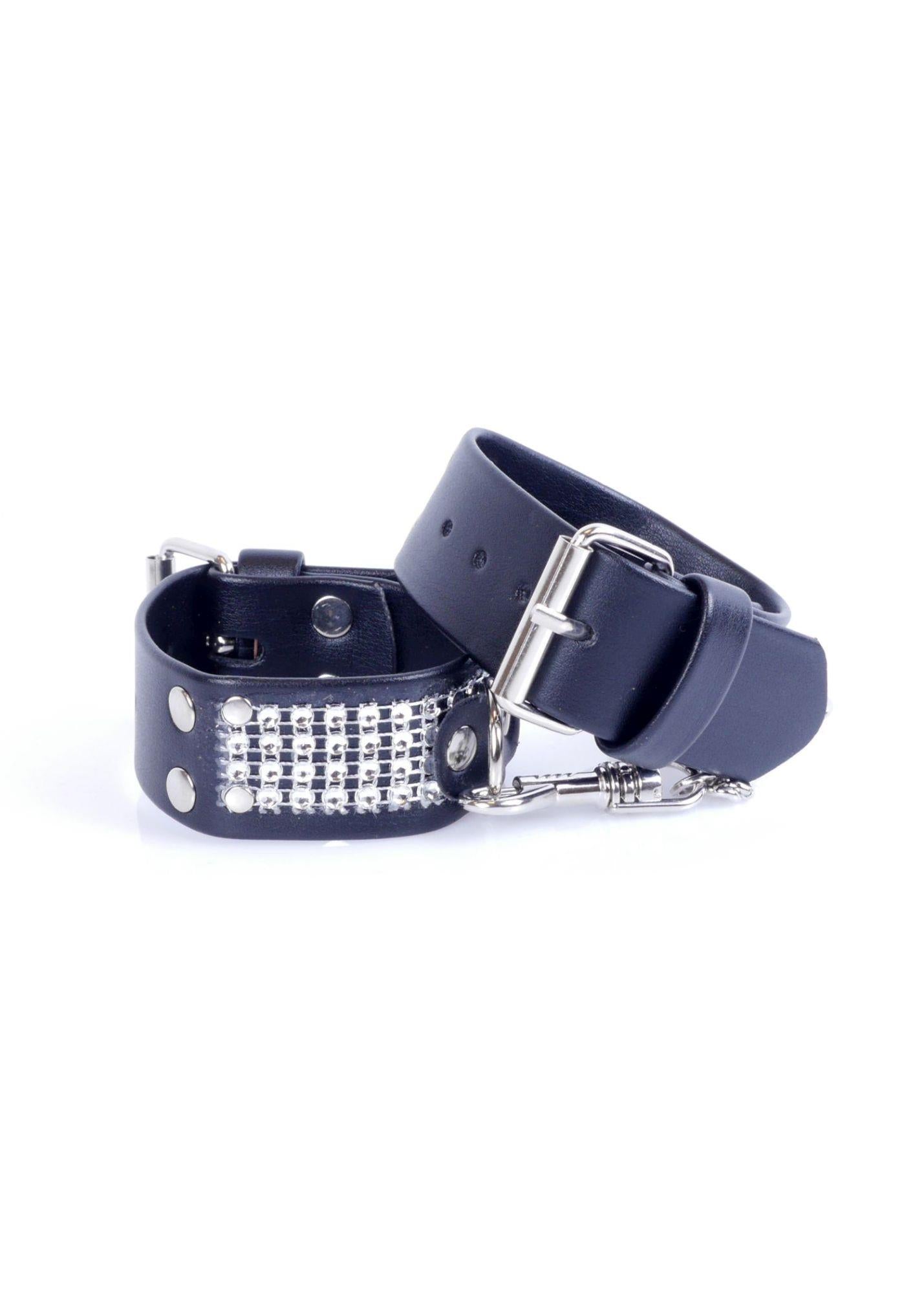 2-Kajdanki skórzane metalowe ćwieki bondage bdsm sex-2