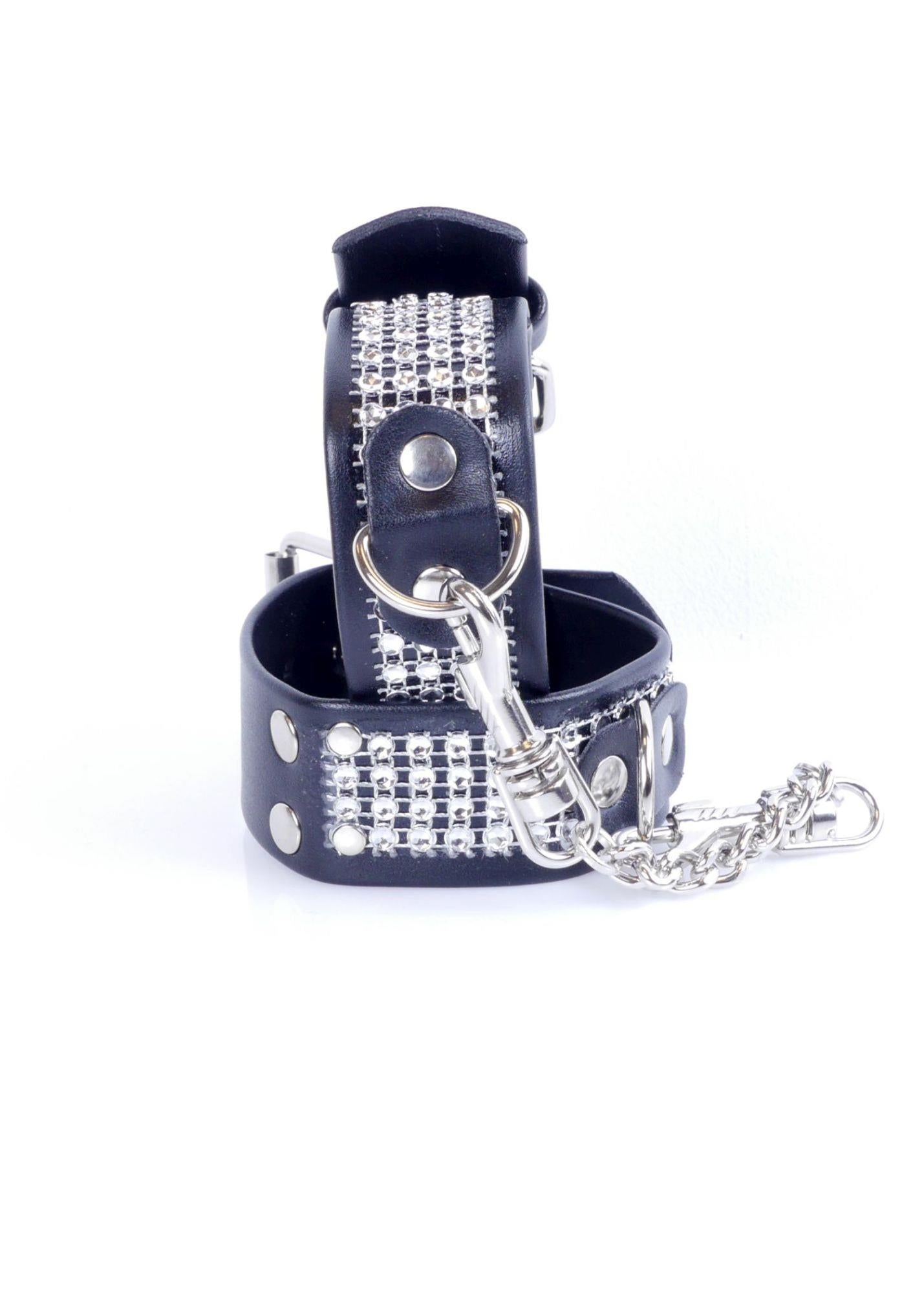 3-Kajdanki skórzane metalowe ćwieki bondage bdsm sex-3