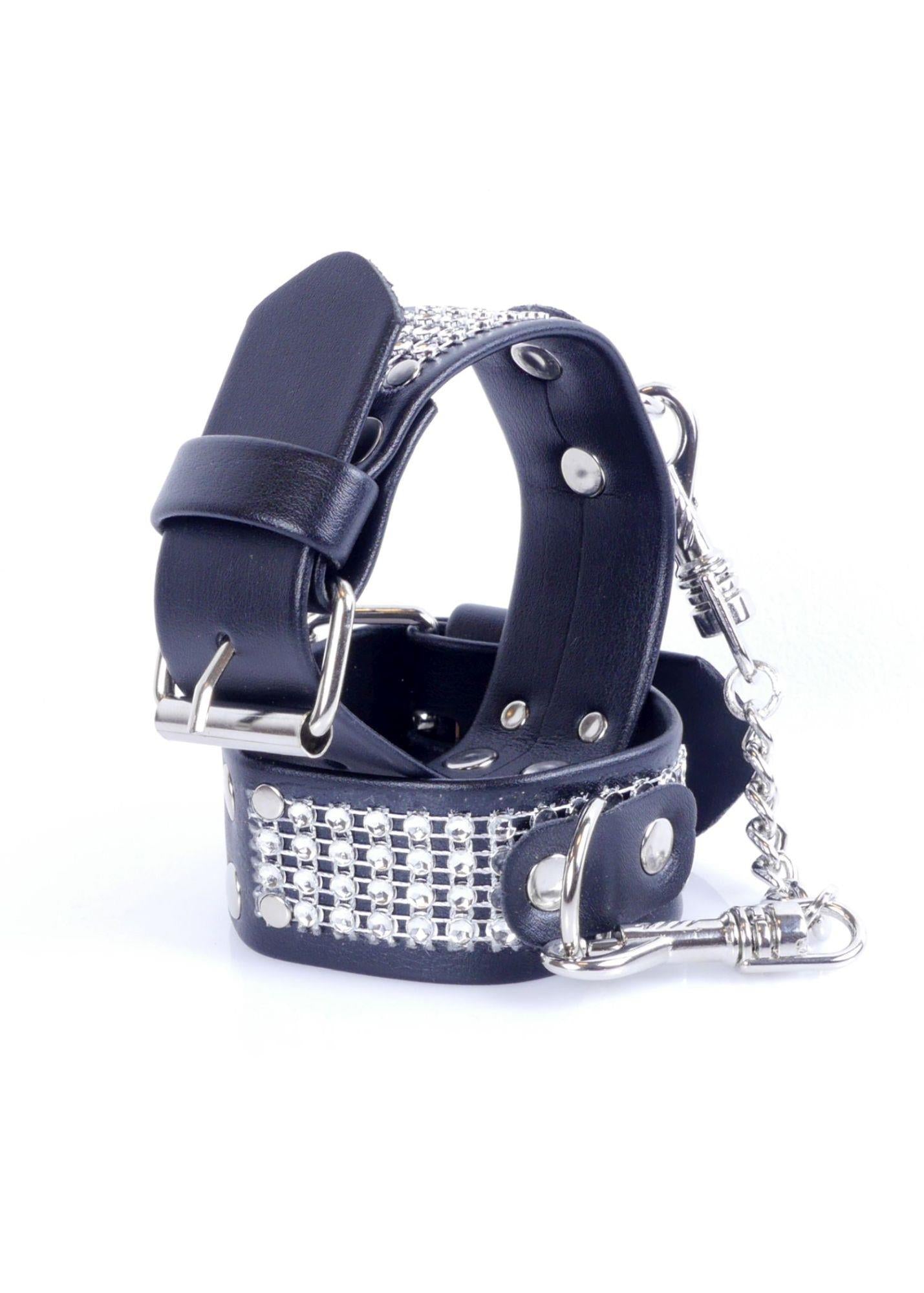 4-Kajdanki skórzane metalowe ćwieki bondage bdsm sex-4