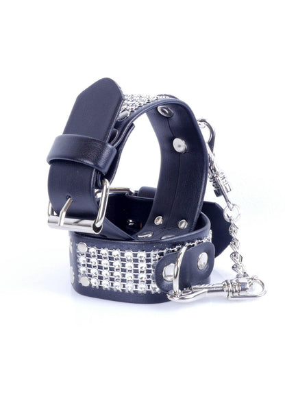 4-Kajdanki skórzane metalowe ćwieki bondage bdsm sex-4