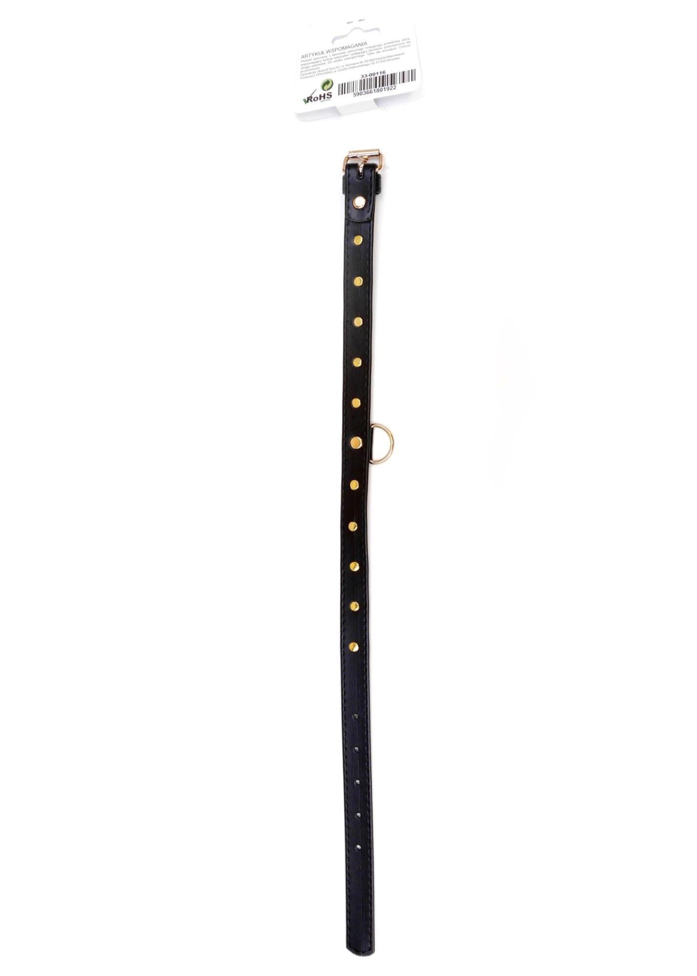 4-Bdsm bondage dominacja obroża 2cm skórzana złoty-4