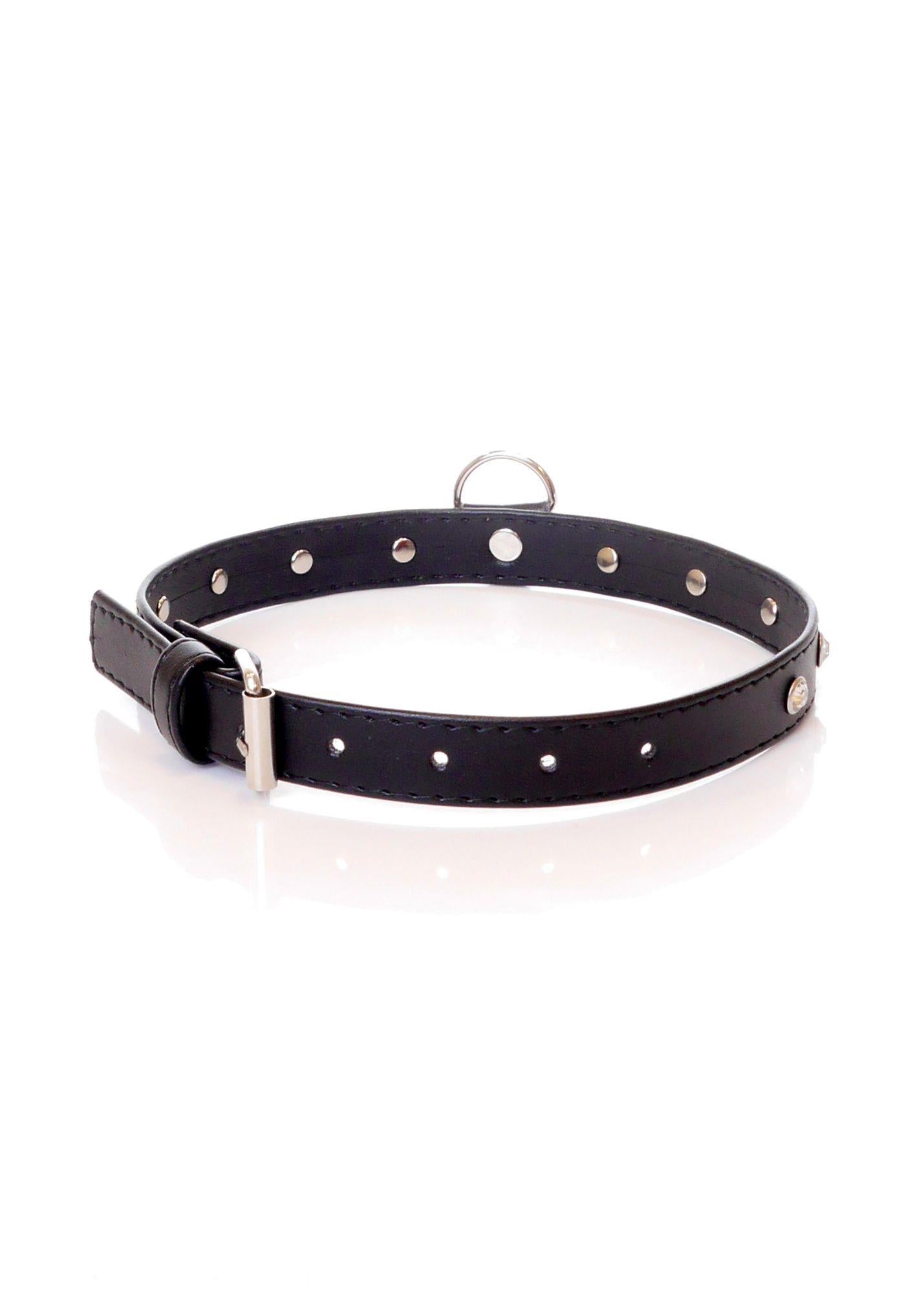 2-Bdsm bondage dominacja obroża 2cm skórzana srebrny-2