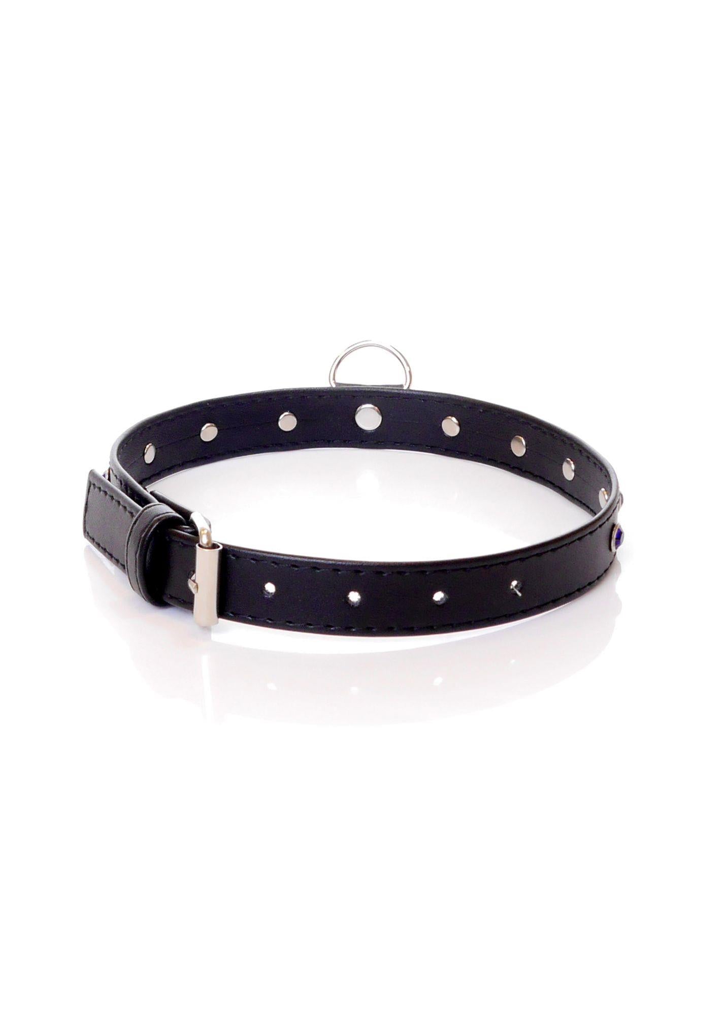2-Bdsm bondage dominacja obroża 2cm skórzana granat-2