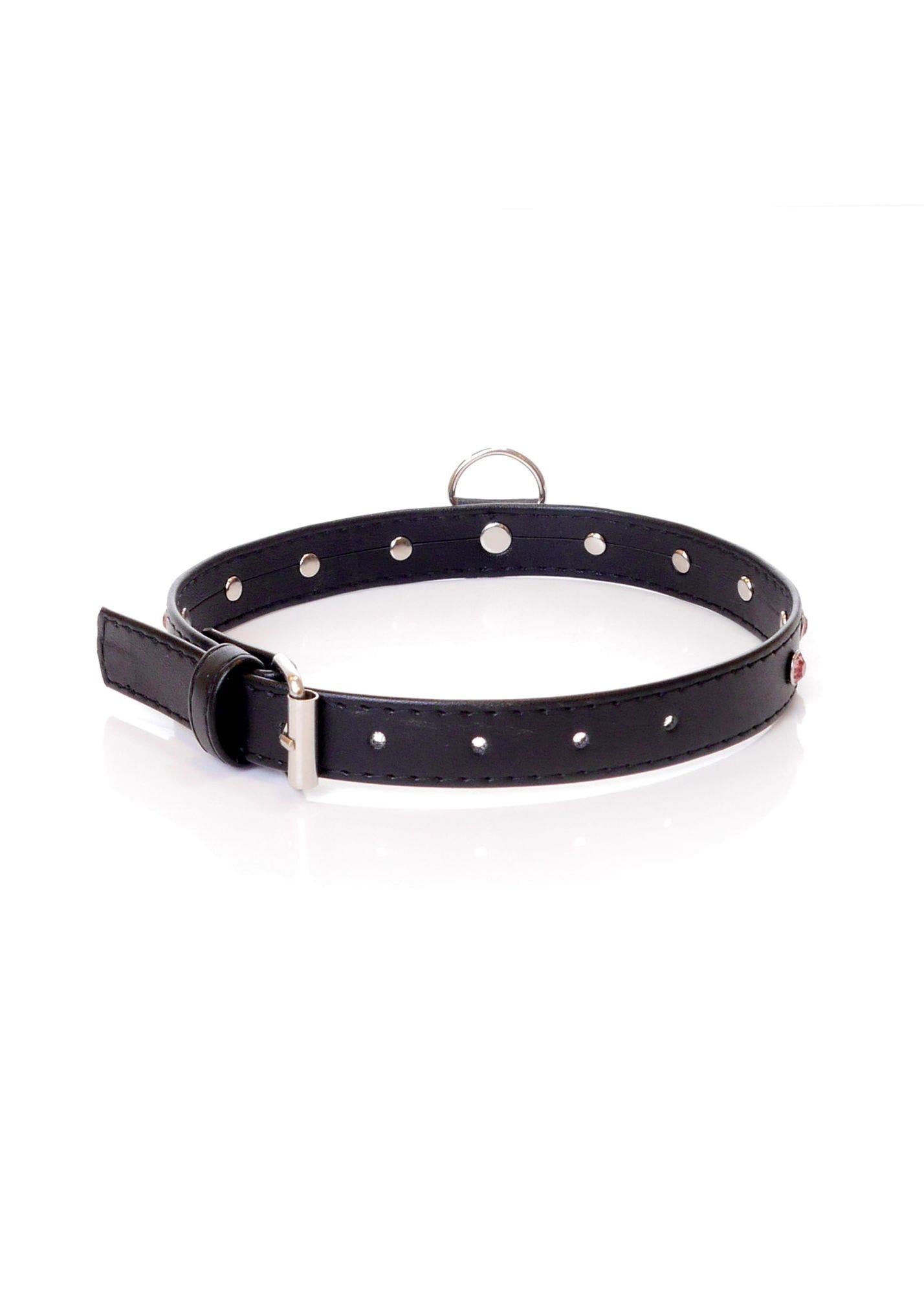 2-Bdsm bondage dominacja obroża 2cm skórzana róż-2