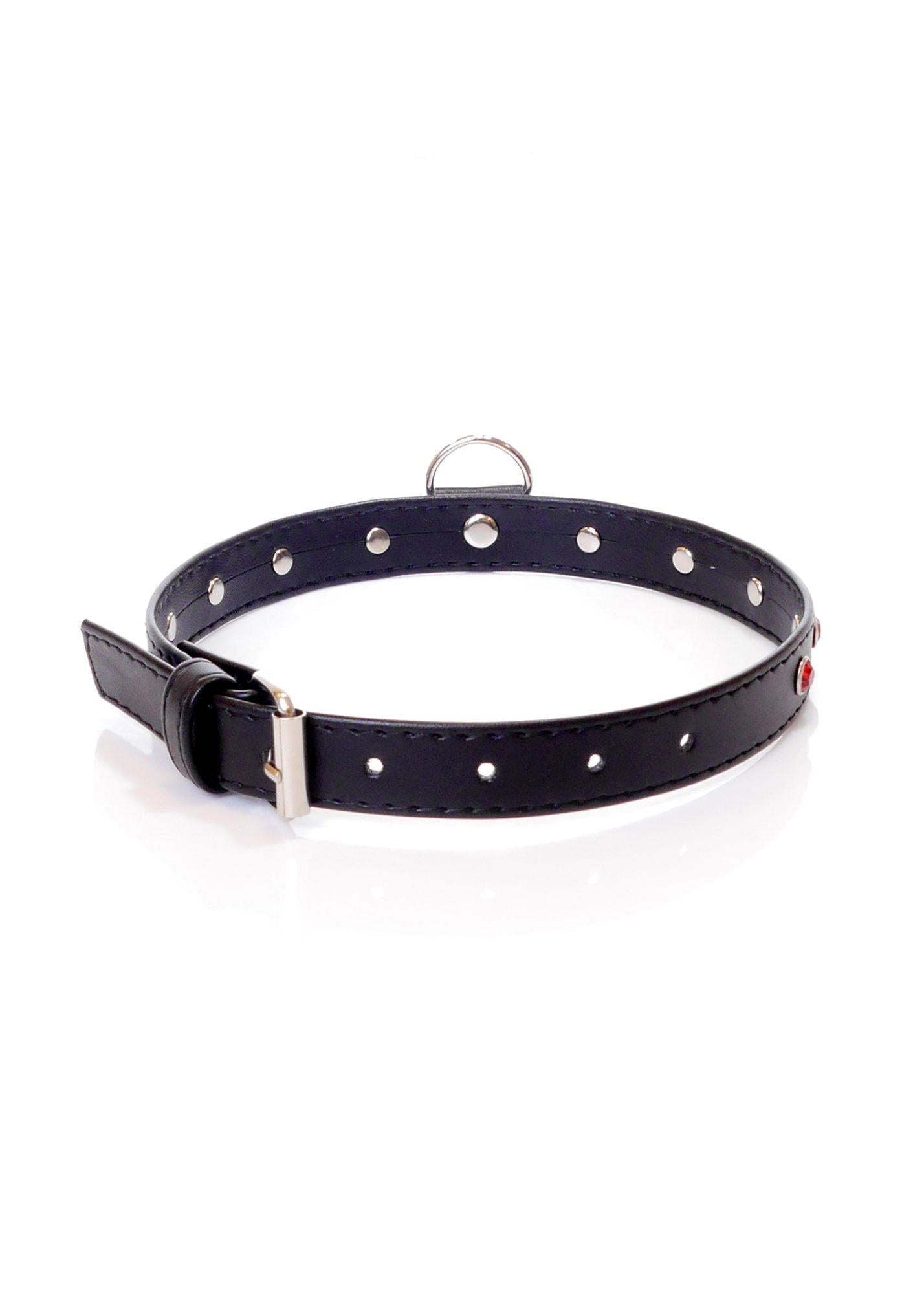 2-Bdsm bondage dominacja obroża 2cm skórzana czerwon-2