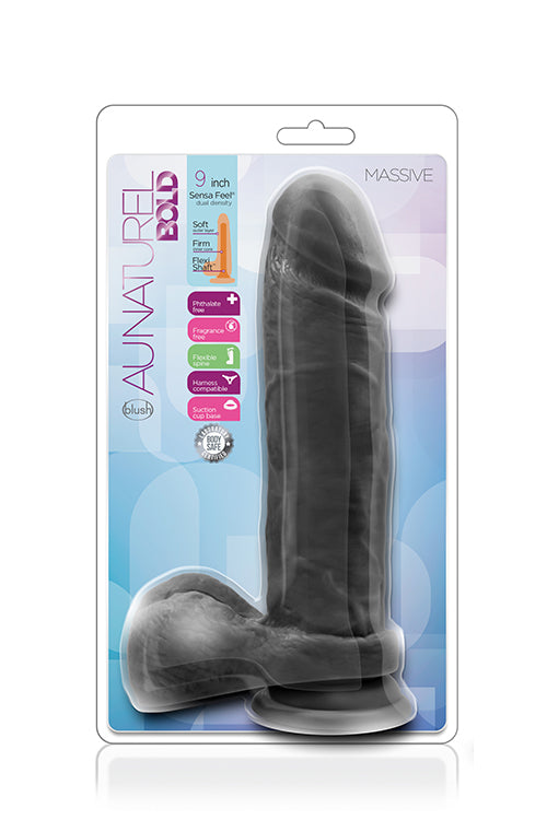 4-Silikonowe gładkie czarne dildo z przyssawką 23 cm-4