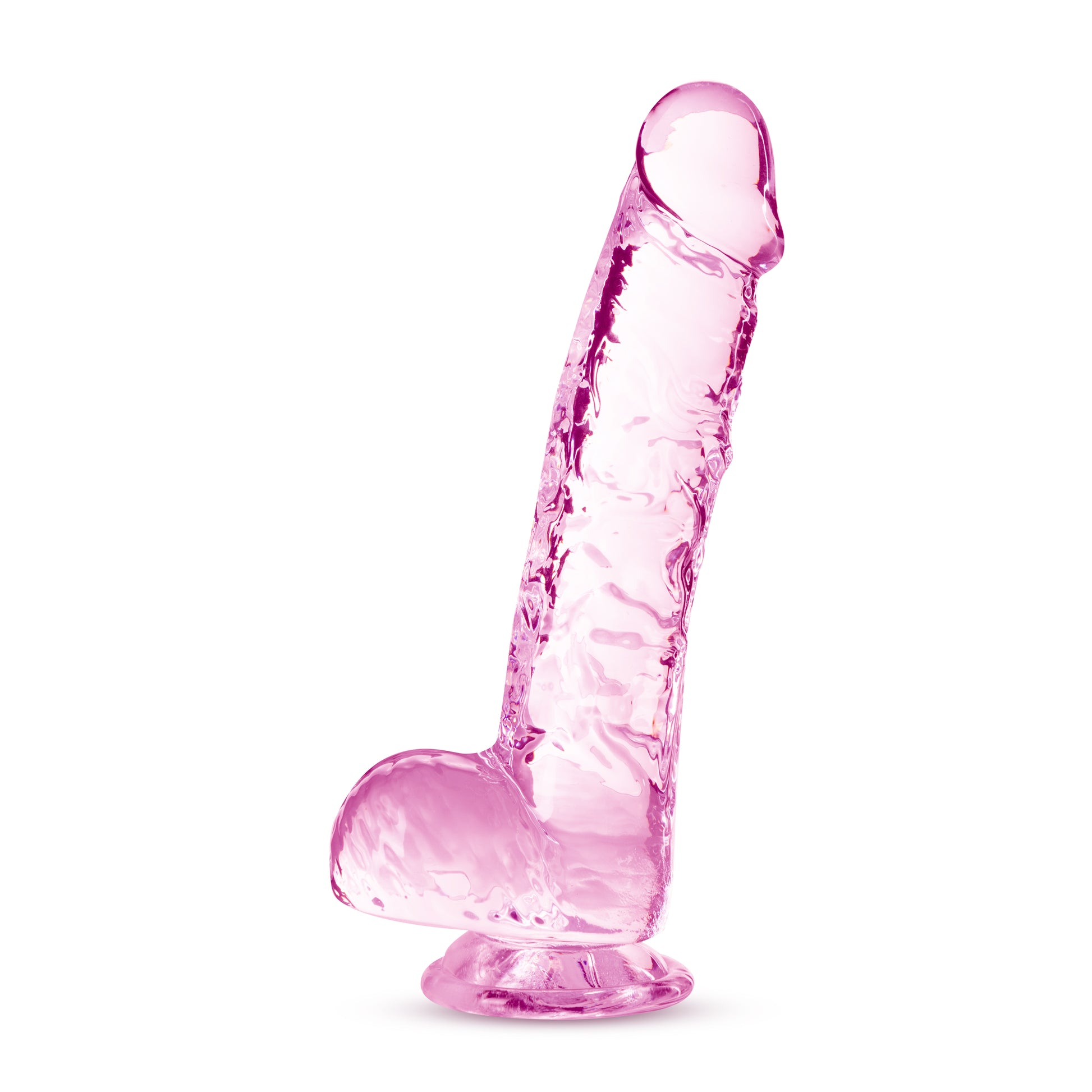 2-NATURALLY YOURS  6" CRYSTALLINE DILDO  ROSE-2
