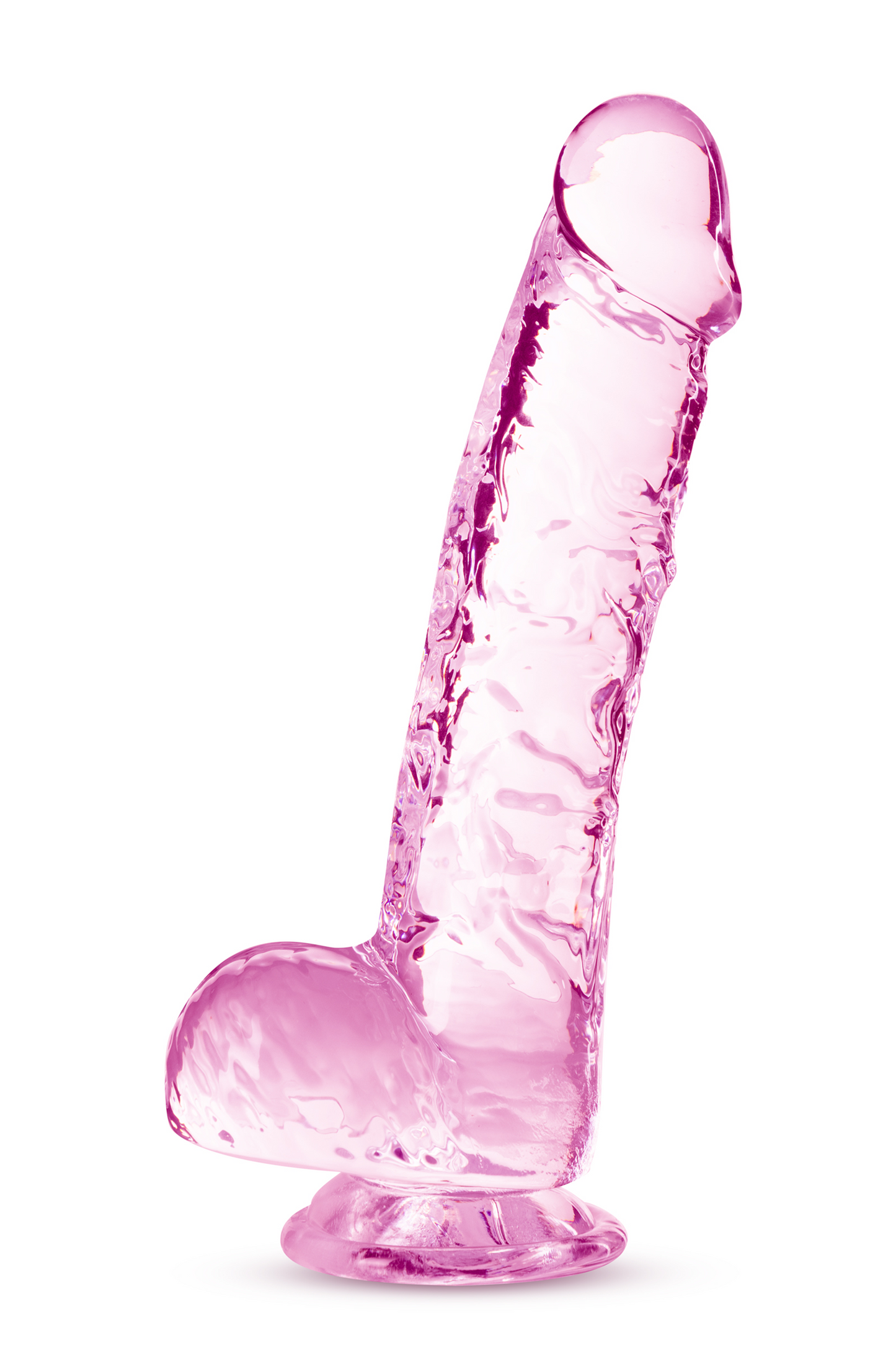 6-NATURALLY YOURS  6" CRYSTALLINE DILDO  ROSE-6