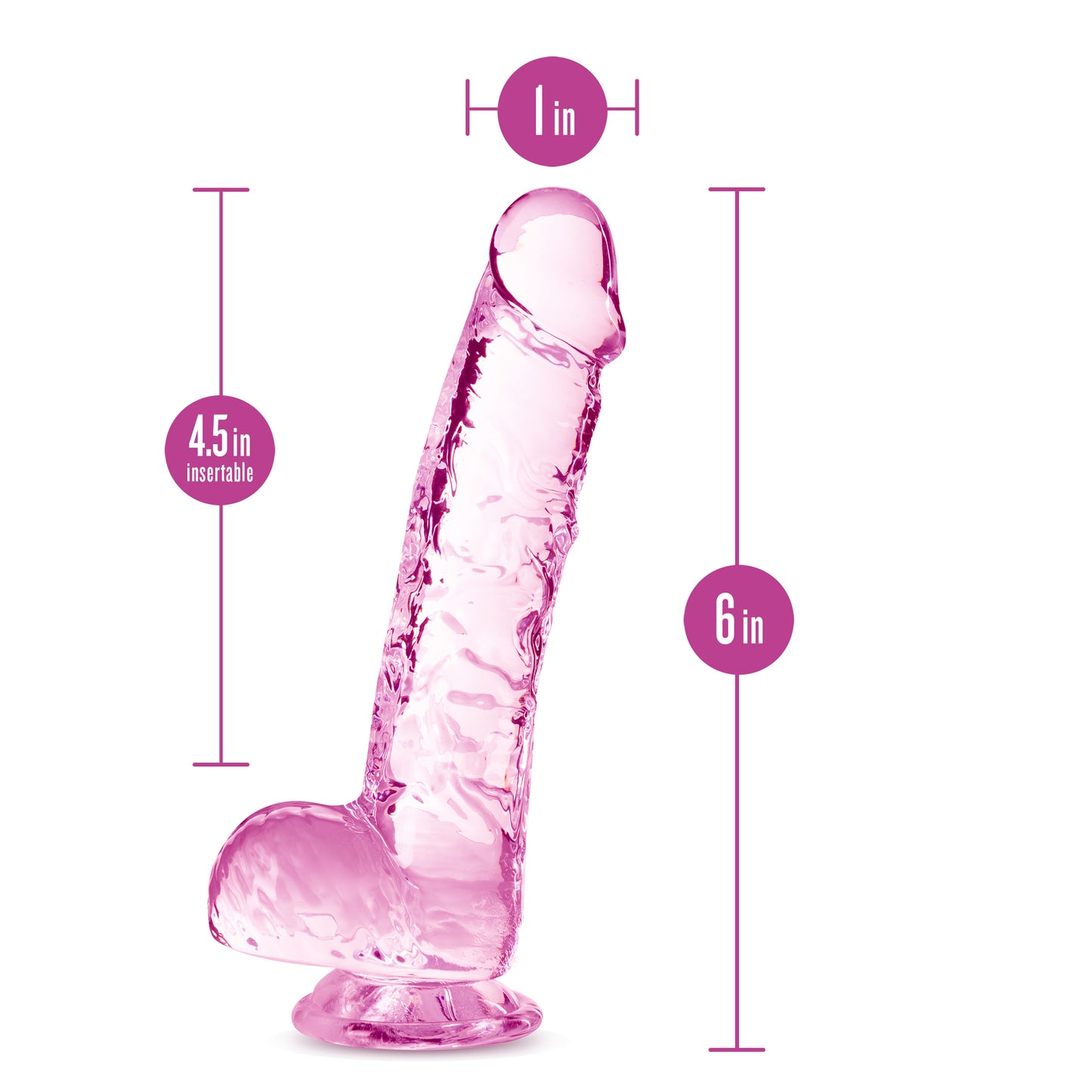 11-NATURALLY YOURS  6" CRYSTALLINE DILDO  ROSE-11