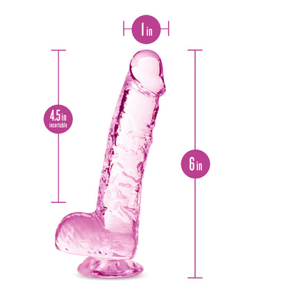 11-NATURALLY YOURS  6" CRYSTALLINE DILDO  ROSE-11