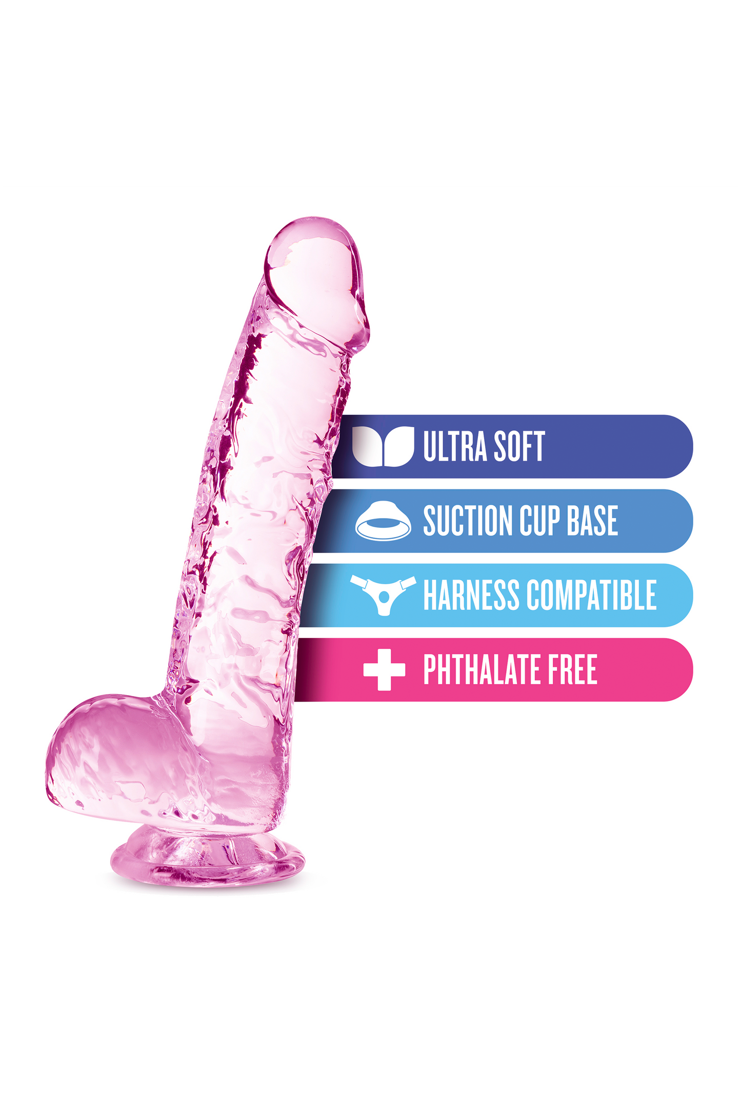 14-NATURALLY YOURS  6" CRYSTALLINE DILDO  ROSE-14