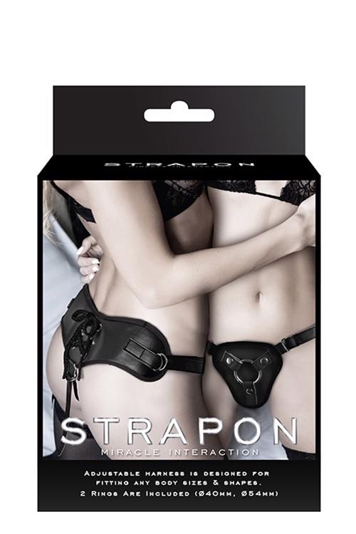 1-Uprząż do strap-on czarny dwa pierścienie skóra-1