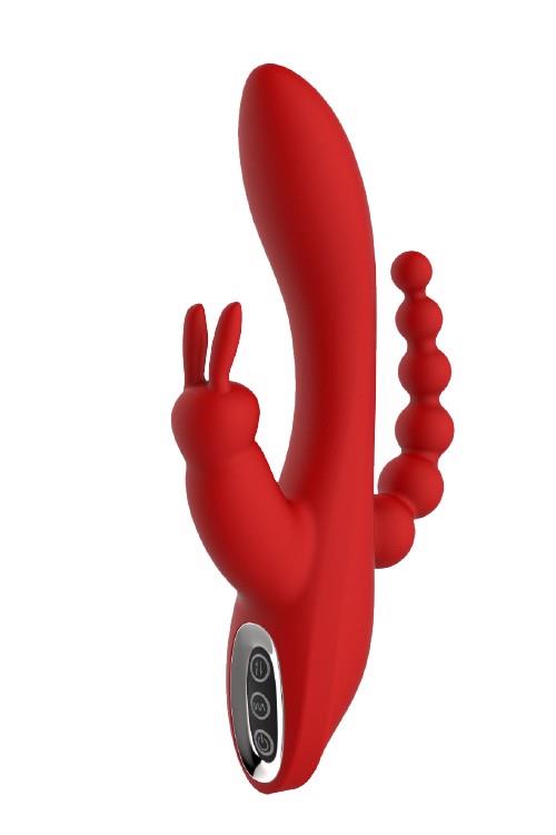 4-Wibrator króliczek waginalny analny potrójny 21cm-4