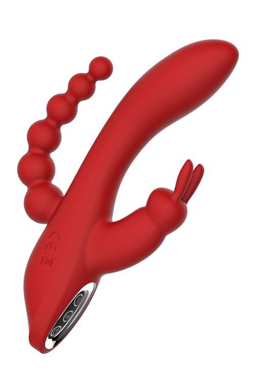 5-Wibrator króliczek waginalny analny potrójny 21cm-5