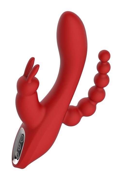 7-Wibrator króliczek waginalny analny potrójny 21cm-7