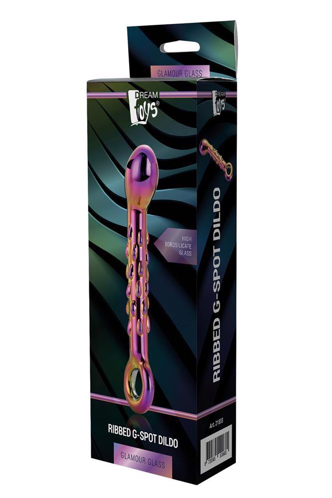 1-GLAMOUR GLASS RIBBED G-SPOT DILDO-1