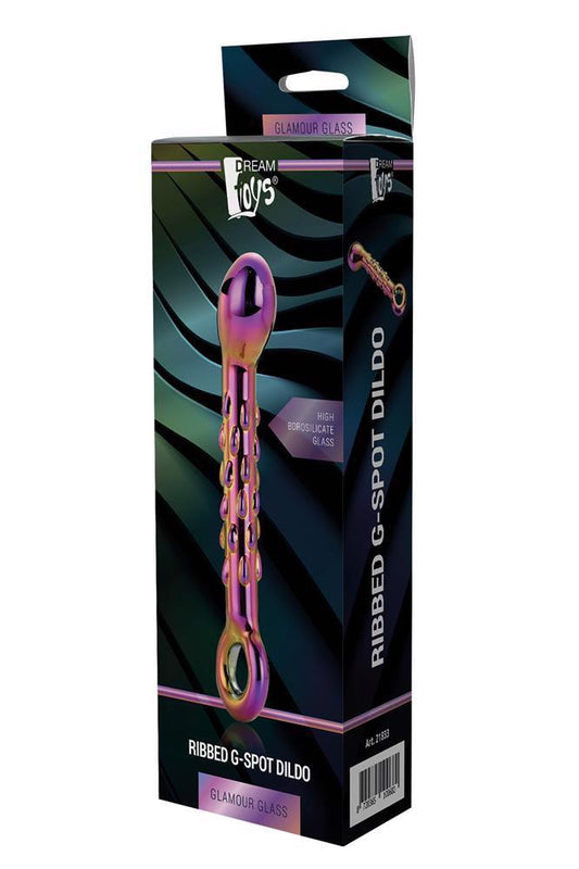 1-GLAMOUR GLASS RIBBED G-SPOT DILDO-1
