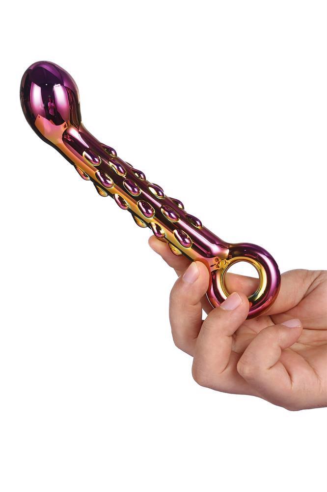 9-GLAMOUR GLASS RIBBED G-SPOT DILDO-9