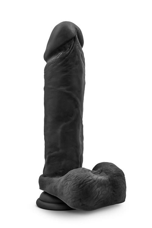 5-Silikonowe gładkie czarne dildo z przyssawką 23 cm-5