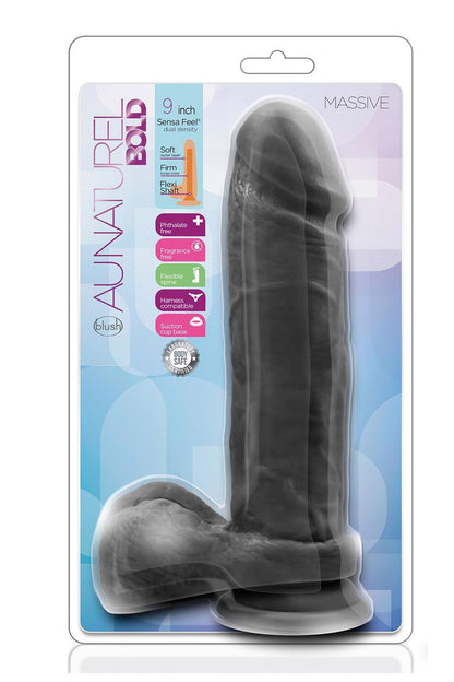 7-Silikonowe gładkie czarne dildo z przyssawką 23 cm-7