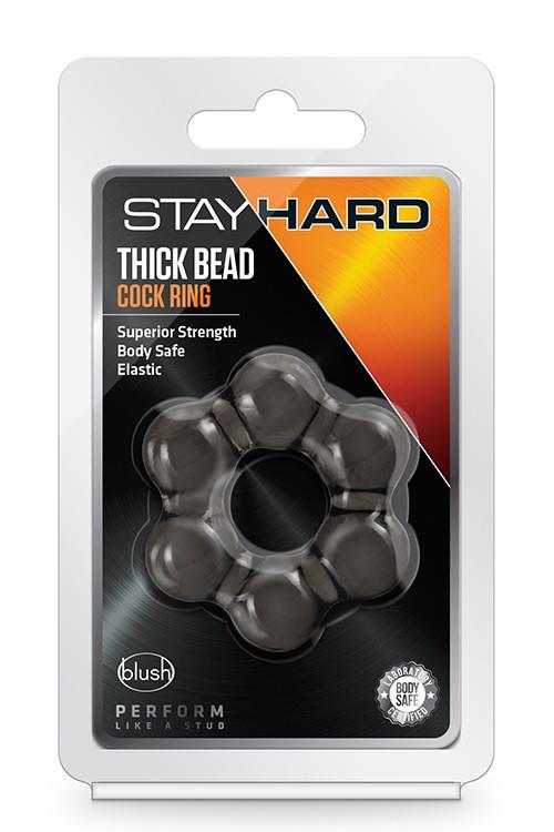 1-STAY HARD THICK BEAD COCK RING BLACK-1
