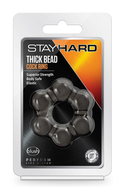 1-STAY HARD THICK BEAD COCK RING BLACK-1