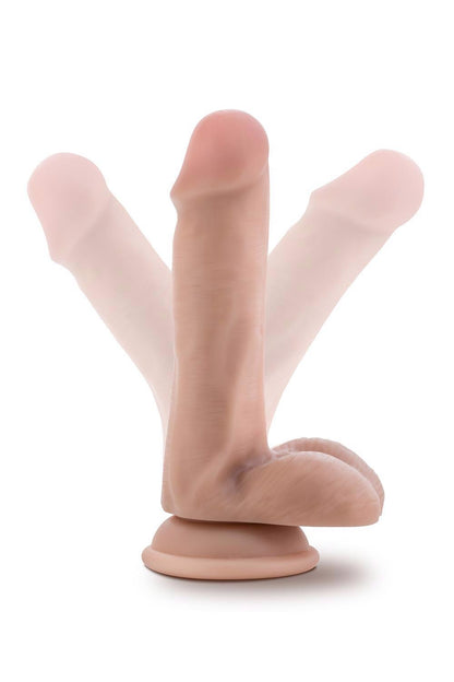 3-DR. SKIN PLUS  6 INCH POSABLE DILDO WITH BALLS  VANILLA-3
